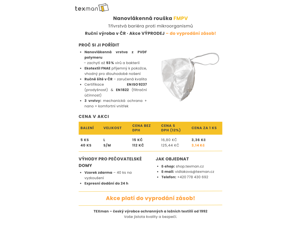 Nanoroušky TEXman FMPV S/M (dámské) – balení 40 ks