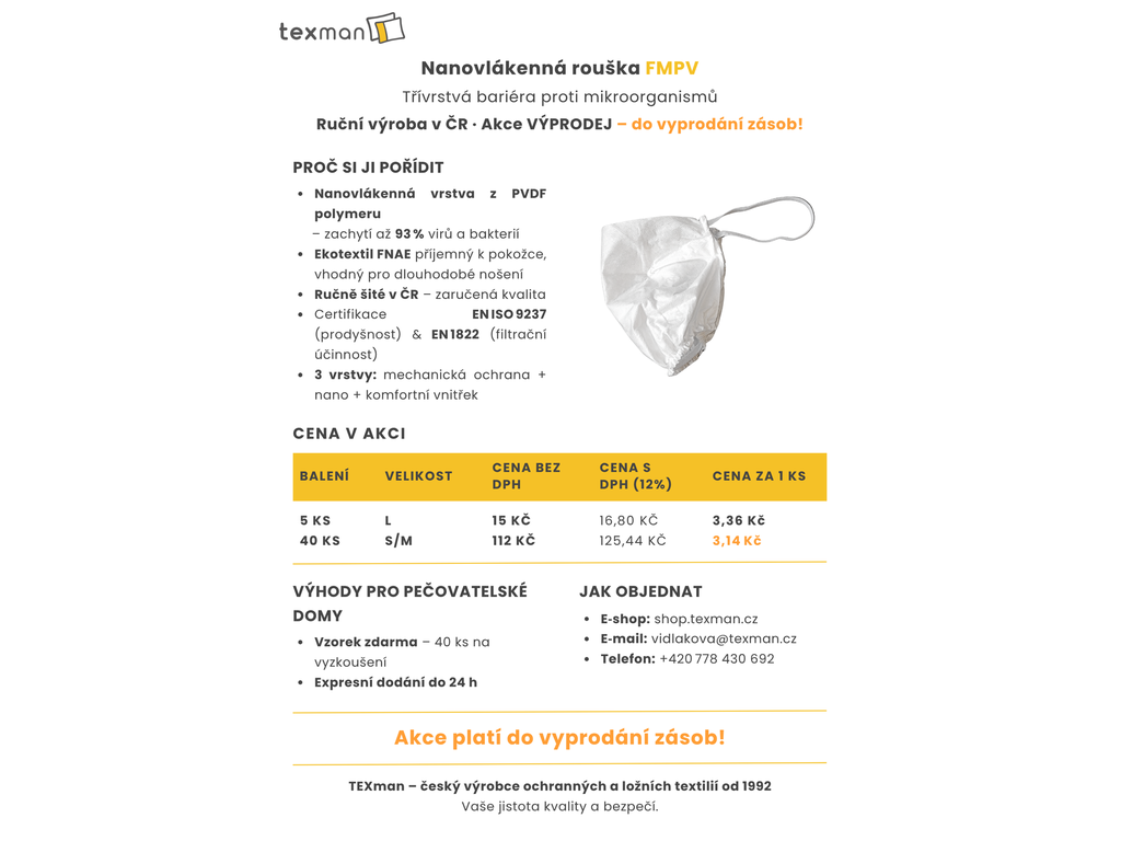 Nanoroušky TEXman FMPV L (pánská) – balení 5 ks